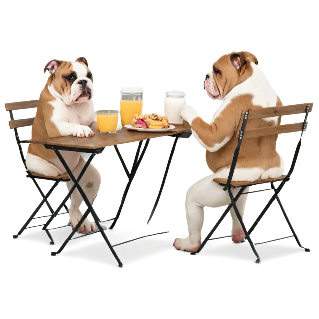 Two-Bulldogs-Eating-Breakfast-PNG-Image-for-Clear-and-HighQuality-Visuals