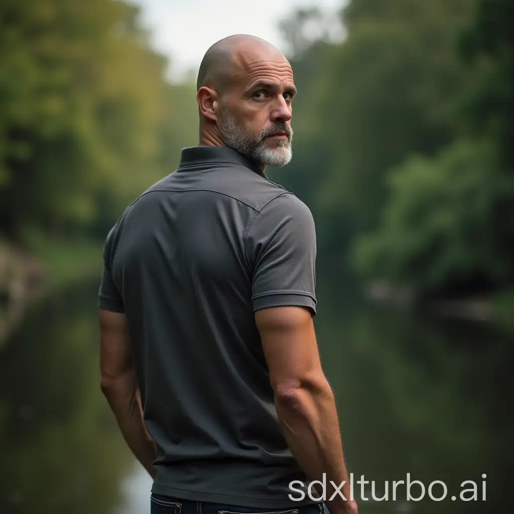 MiddleAged-Bald-Man-Standing-Outdoors-in-Casual-Elegance