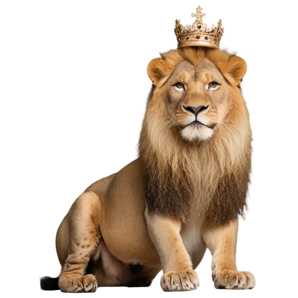 Regal-Lion-with-Crown-PNG-Image-for-HighQuality-Visuals