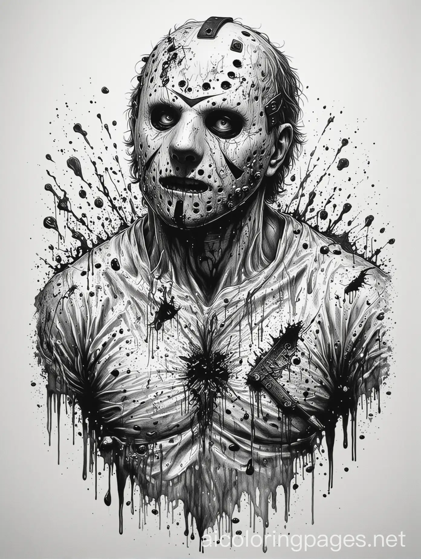 Gory-and-Bloody-Jason-Vorhees-Coloring-Page