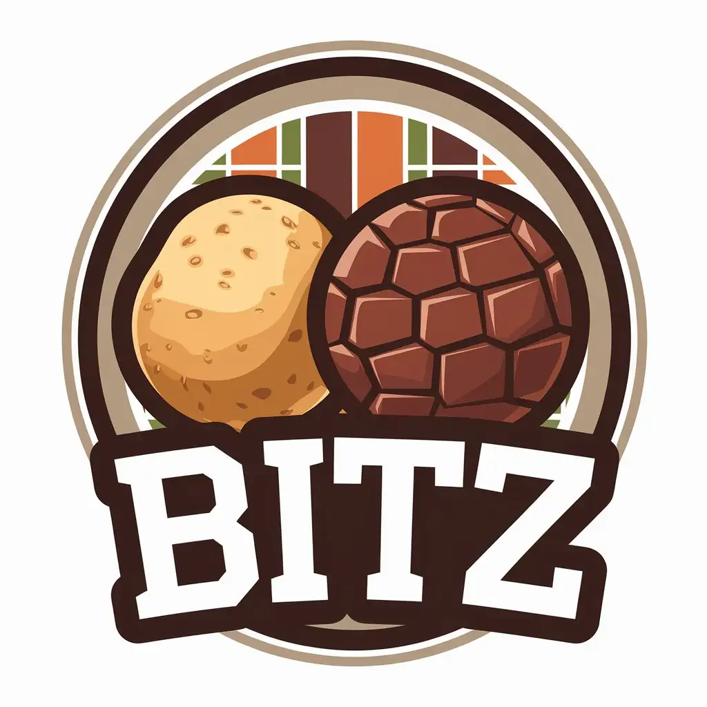 LOGO Design for Bitz Vector Logo with Potato and Chocolate Balls for Restaurant Industry