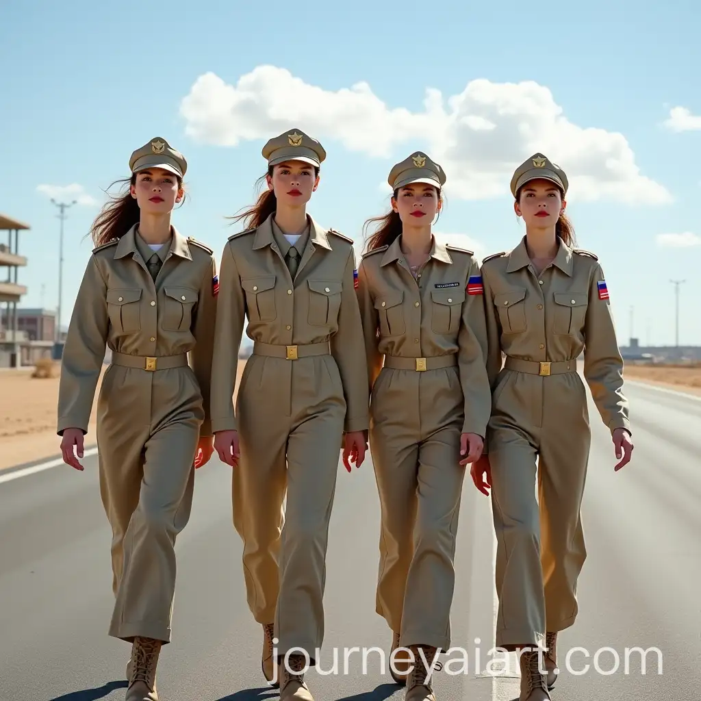 AI-Image-Prompt-ExpansionRussian-Female-Military-Pilots-in-Flight-Gear-Walking-on-Military-Airfield