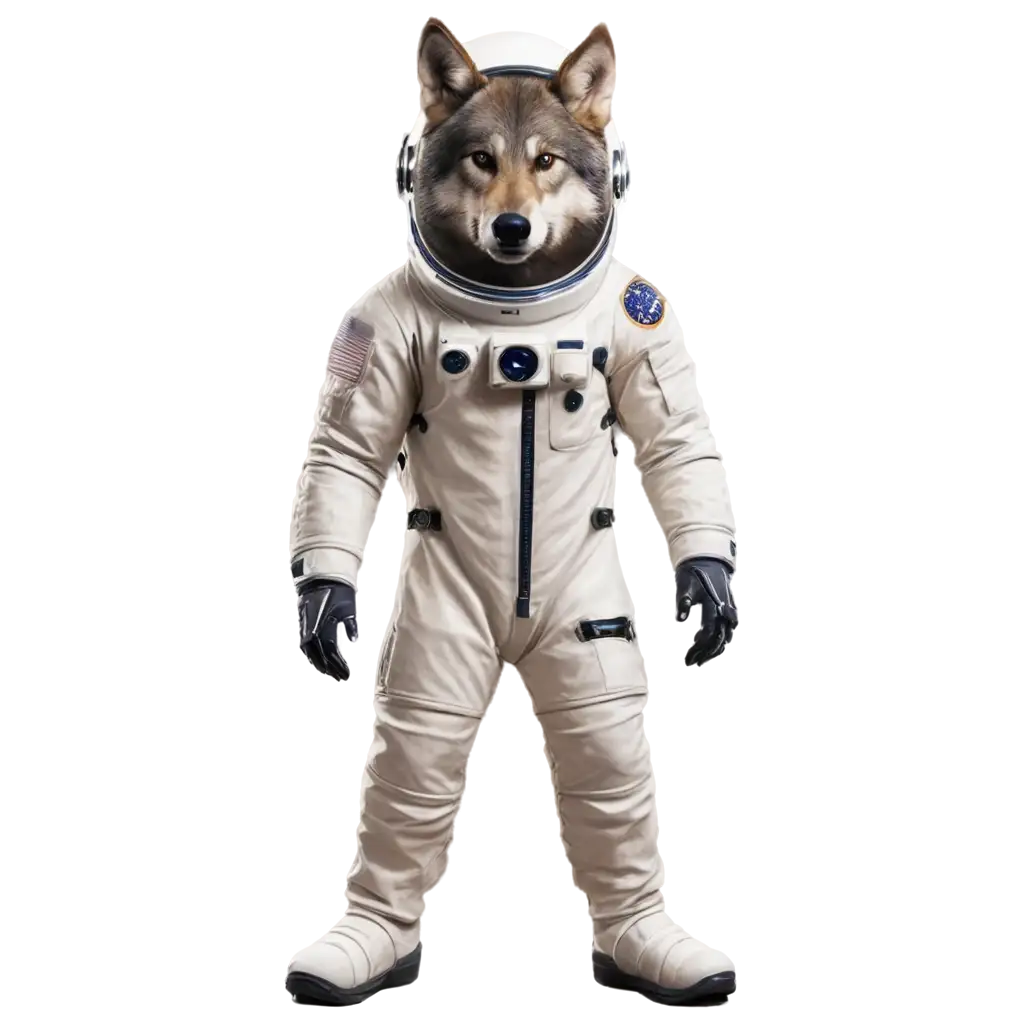 wolf wearing spacesuit