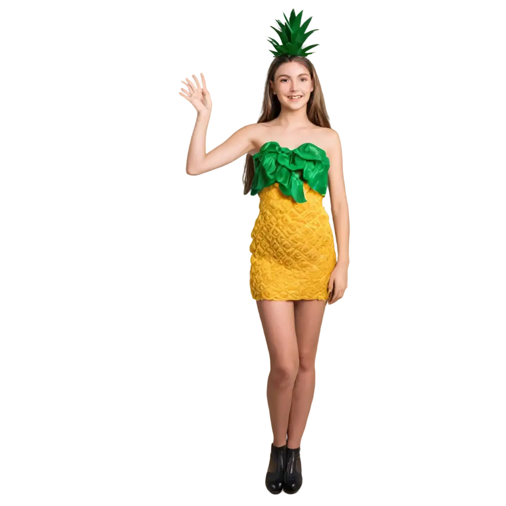 A-Girl-in-a-PineappleShaped-Dress-PNG-Image-for-Creative-Projects