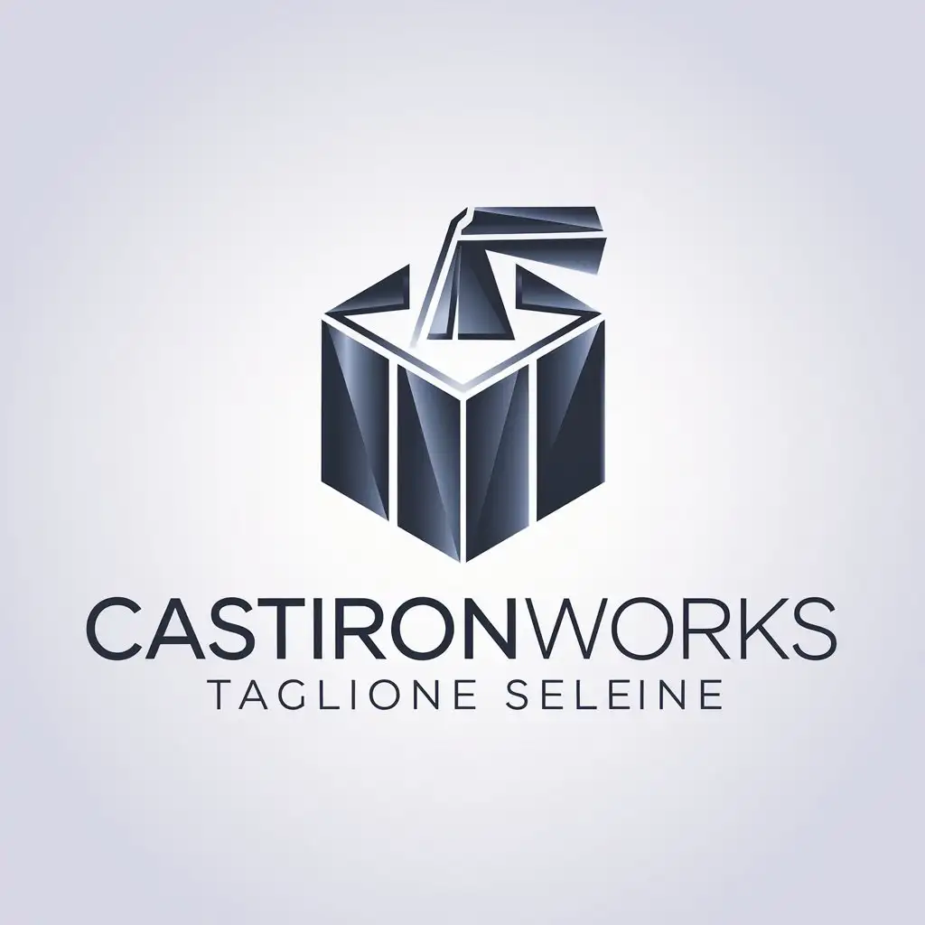 LOGO Design for CastIronWorks Industrial Style with Geometric Icon Metallic Gradients and Bold Typography