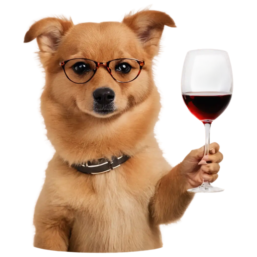 Charming-Dog-Holding-a-Glass-of-Wine-HighQuality-PNG-Image-for-Versatile-Use