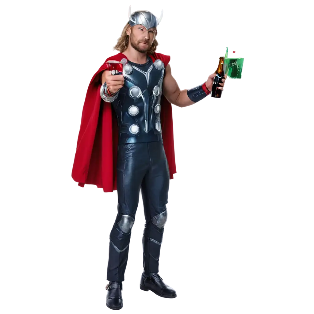 Thor-PNG-Image-Marvel-Hero-Embracing-5-Beer-Bottles-in-a-Fun-and-Playful-Style