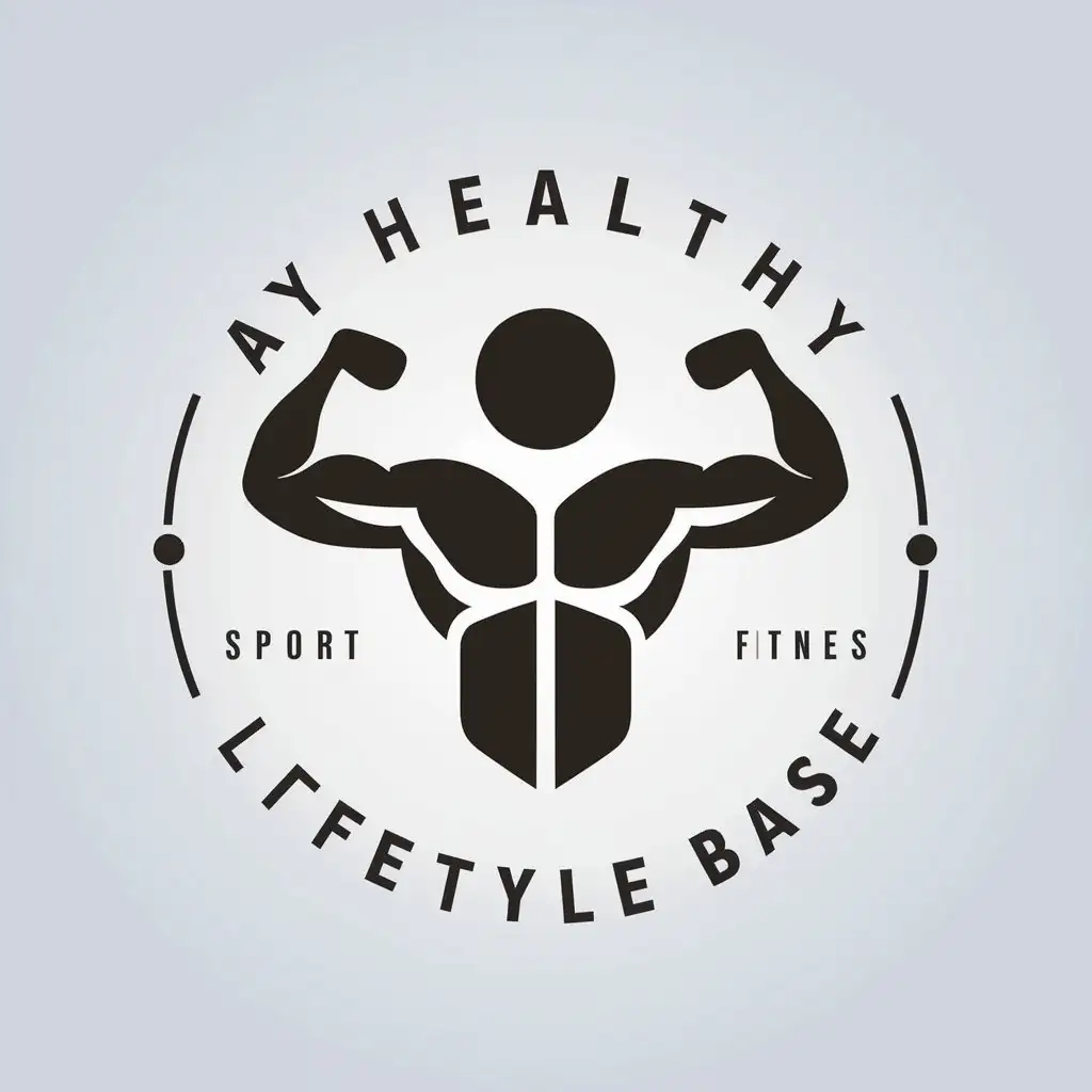 a vector logo design,with the text "AY Healthy Lifestyle Base", main symbol:muscle,Moderate,be used in Sports Fitness industry,clear background