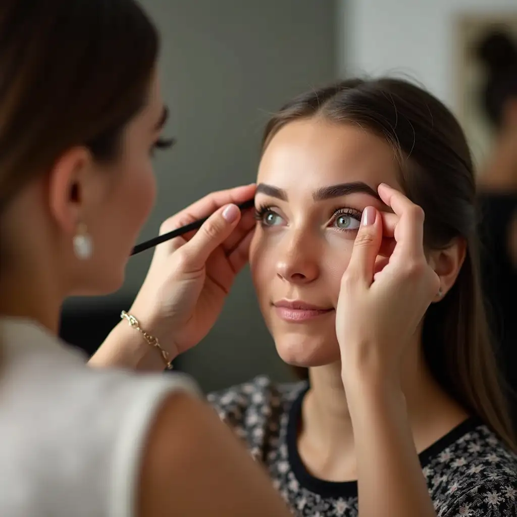 A beauty professional sculpting a client’s brows to perfection.