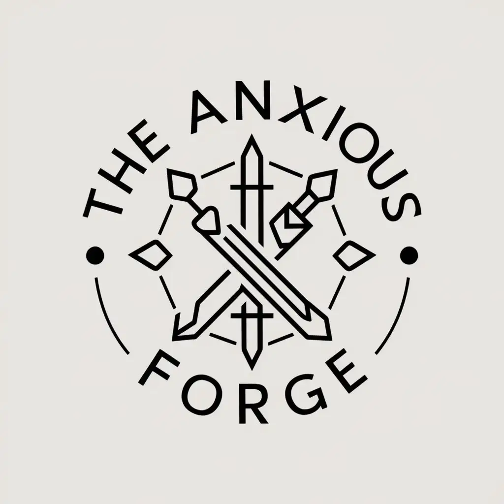 LOGO Design for The Anxious Forge Magic and Sword Theme with Clear Background