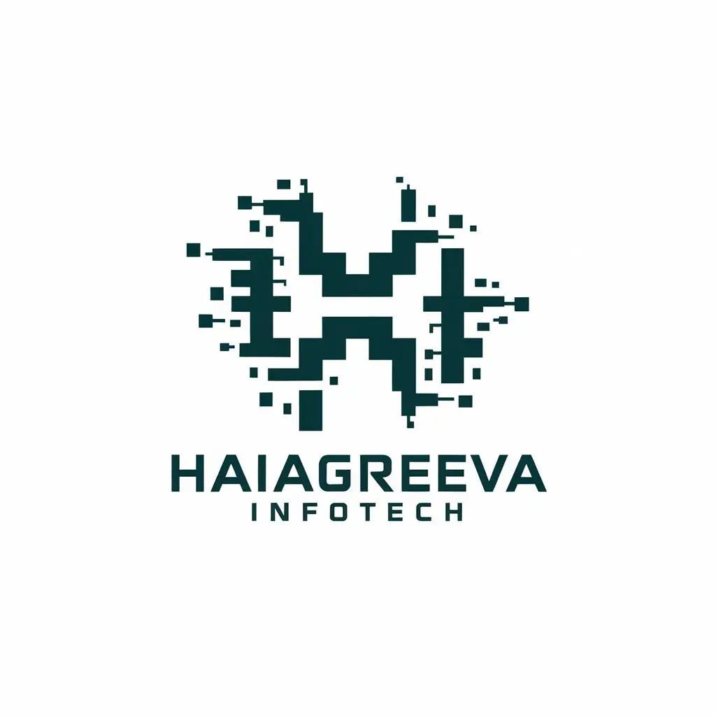 LOGO Design for HAIAGREEVA INFOTECH Modern TechInspired Geometric Symbol with Digital Pixels