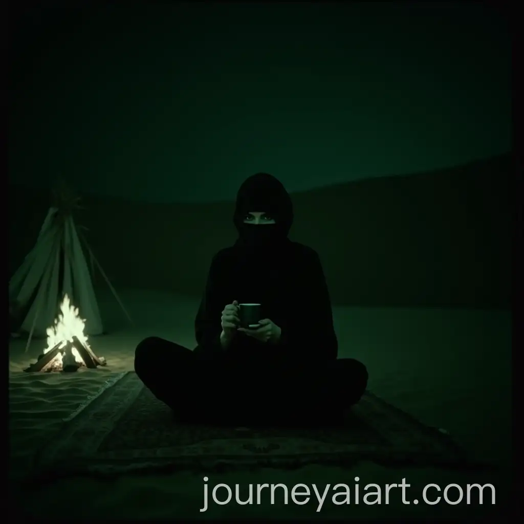 MysteriousAI-Image-Prompt-Expansion-Woman-in-Black-Abaya-Sitting-CrossLegged-in-Desert-Night-Vision