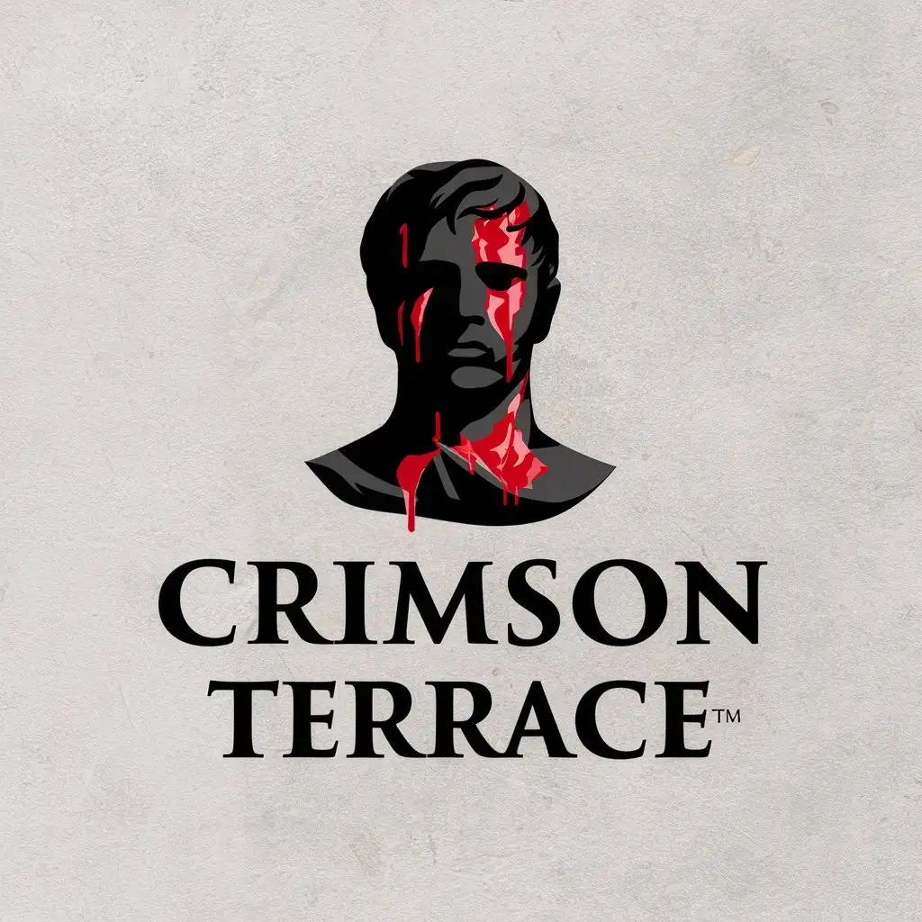 a vector logo design,with the text "crimson terrace", main symbol:a black sculpture of a man in blood stains,Moderate,clear background