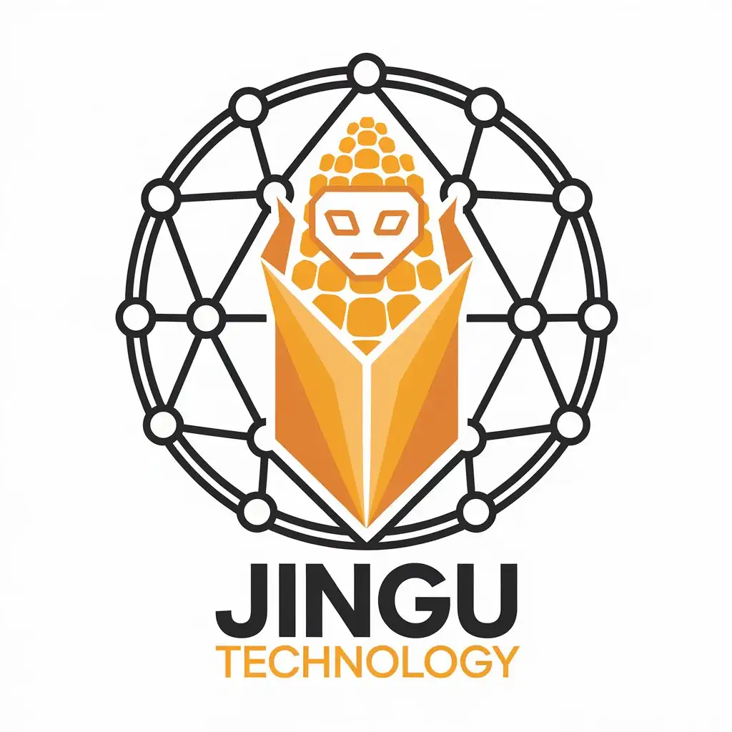 a vector logo design,with the text "Jingu Technology", main symbol:Technology/Network/Corn/Robot,complex,be used in Internet industry,clear background