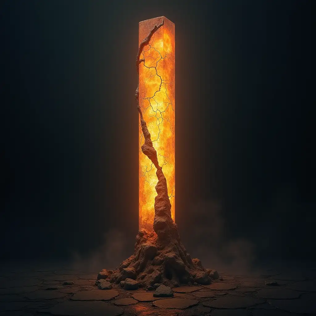 Cracked glowing pillar