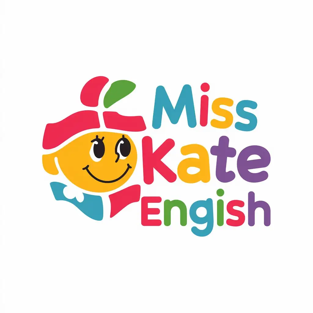 LOGO Design for Miss Kate English Bright and Engaging Symbol for Kids English Education