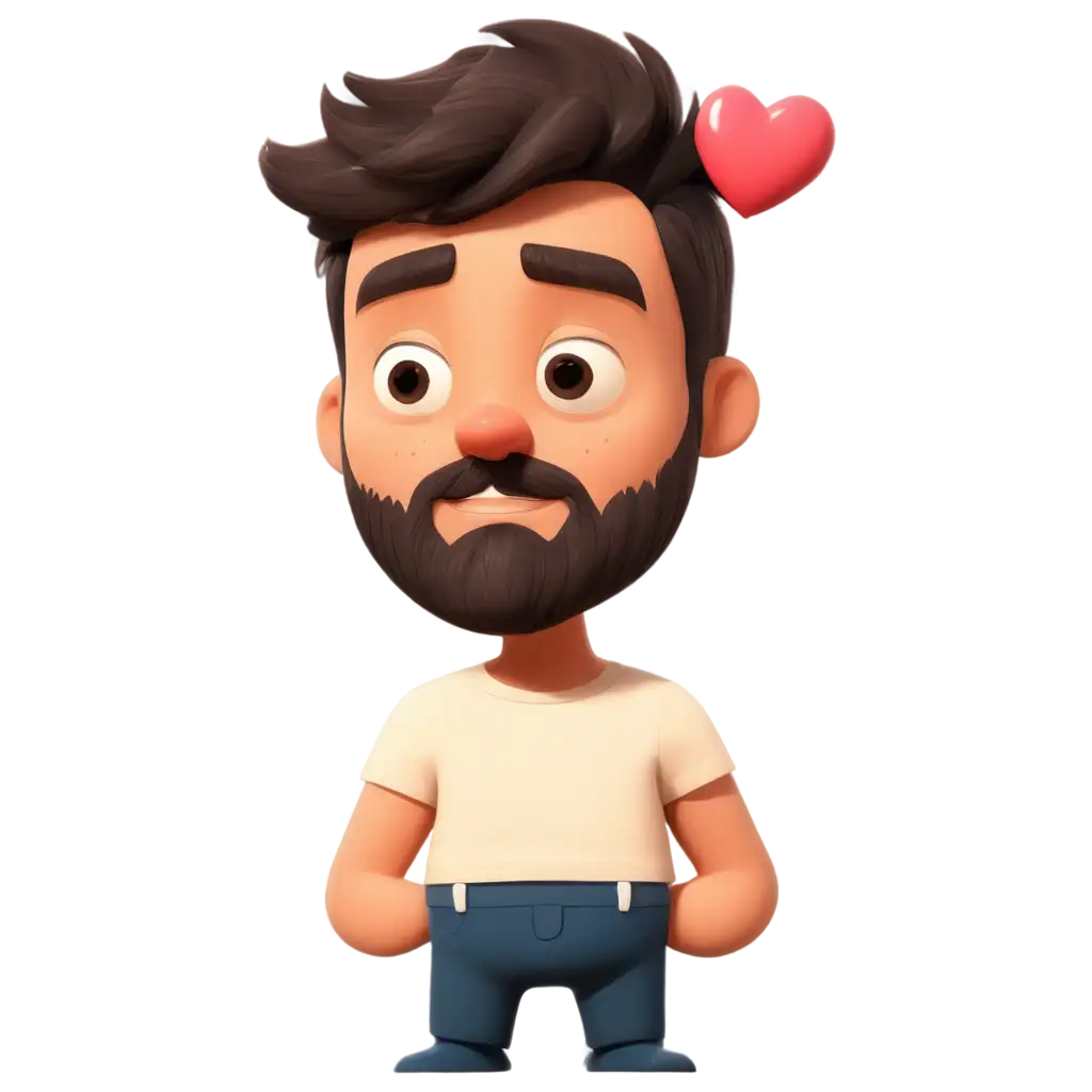 Cartoon-Drawing-of-a-Trimmed-Beard-Man-Looking-in-the-Mirror-with-Hearts-in-His-Eyes-PNG-Image