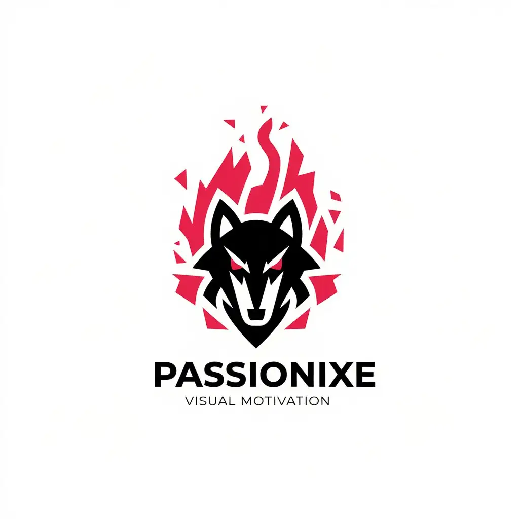 LOGO Design for Passionixe Red Black Wolf Symbol with Dynamic Visual Motivation Theme