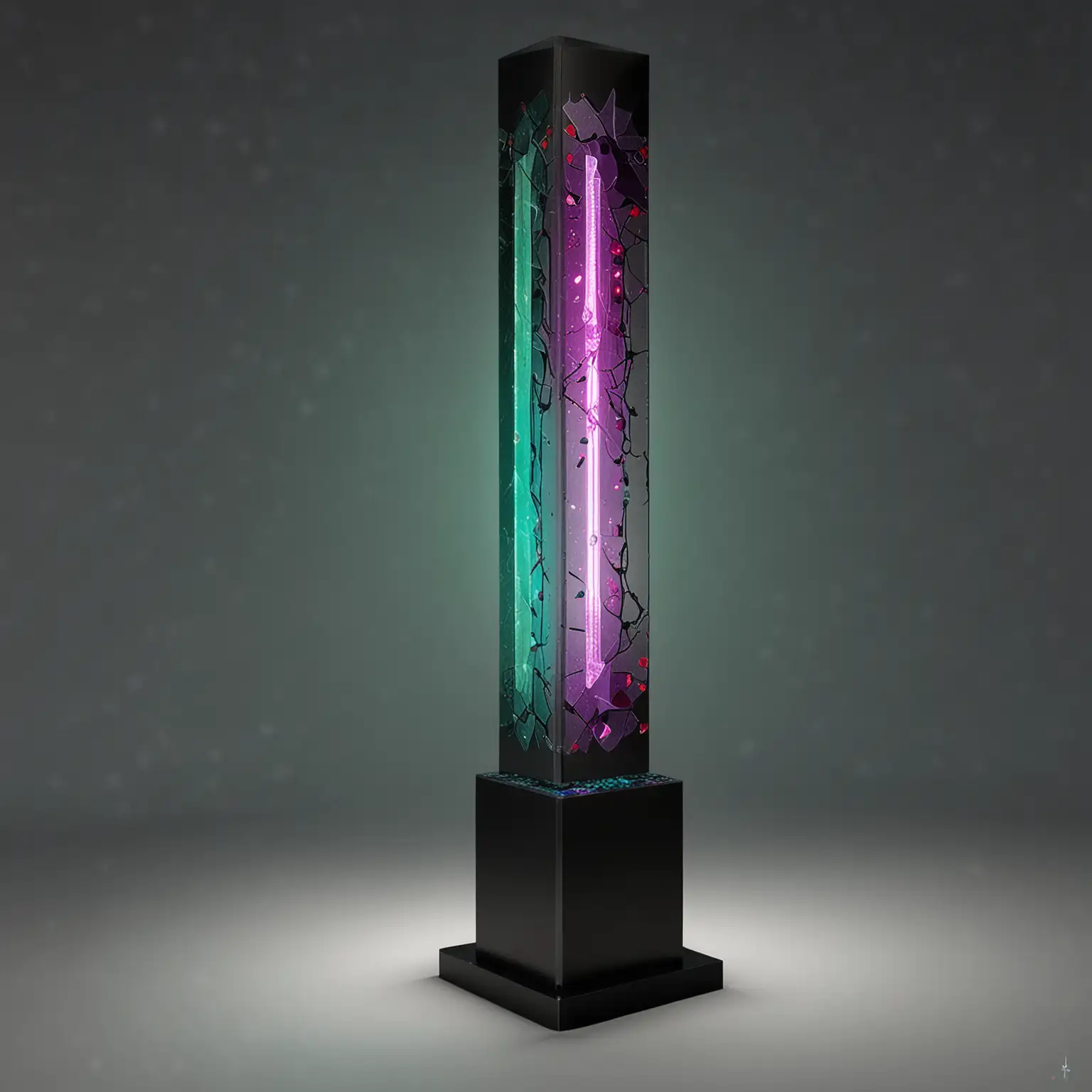 HighTech-Titanium-and-Carbon-Column-with-Purple-Crystal-Dome-and-Artifact-Cells