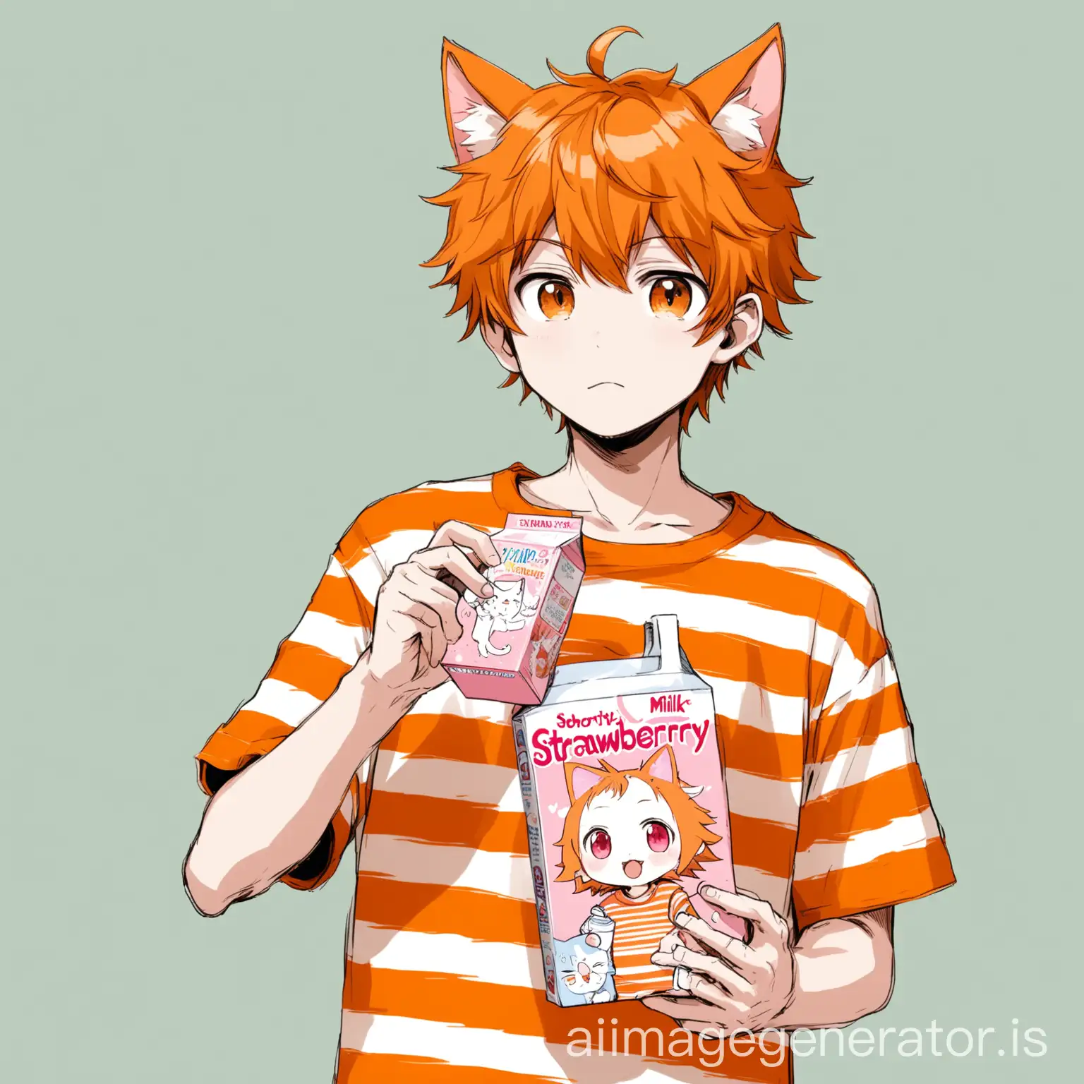 Boy-with-Cat-Ears-and-Tail-Holding-Strawberry-Milk-Carton-Manga