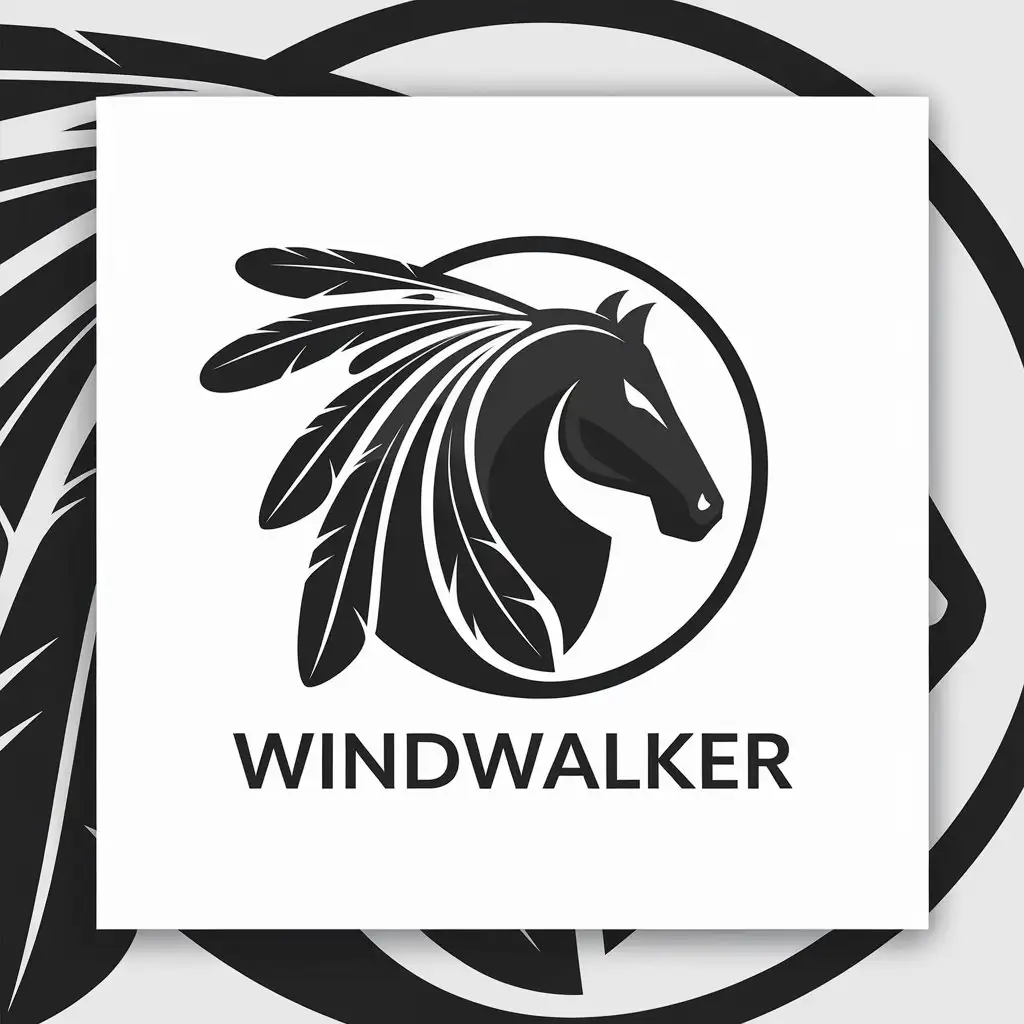 LOGO Design For Windwalker Modern Minimalist Rental Cabin Logo with Horse and Feathers