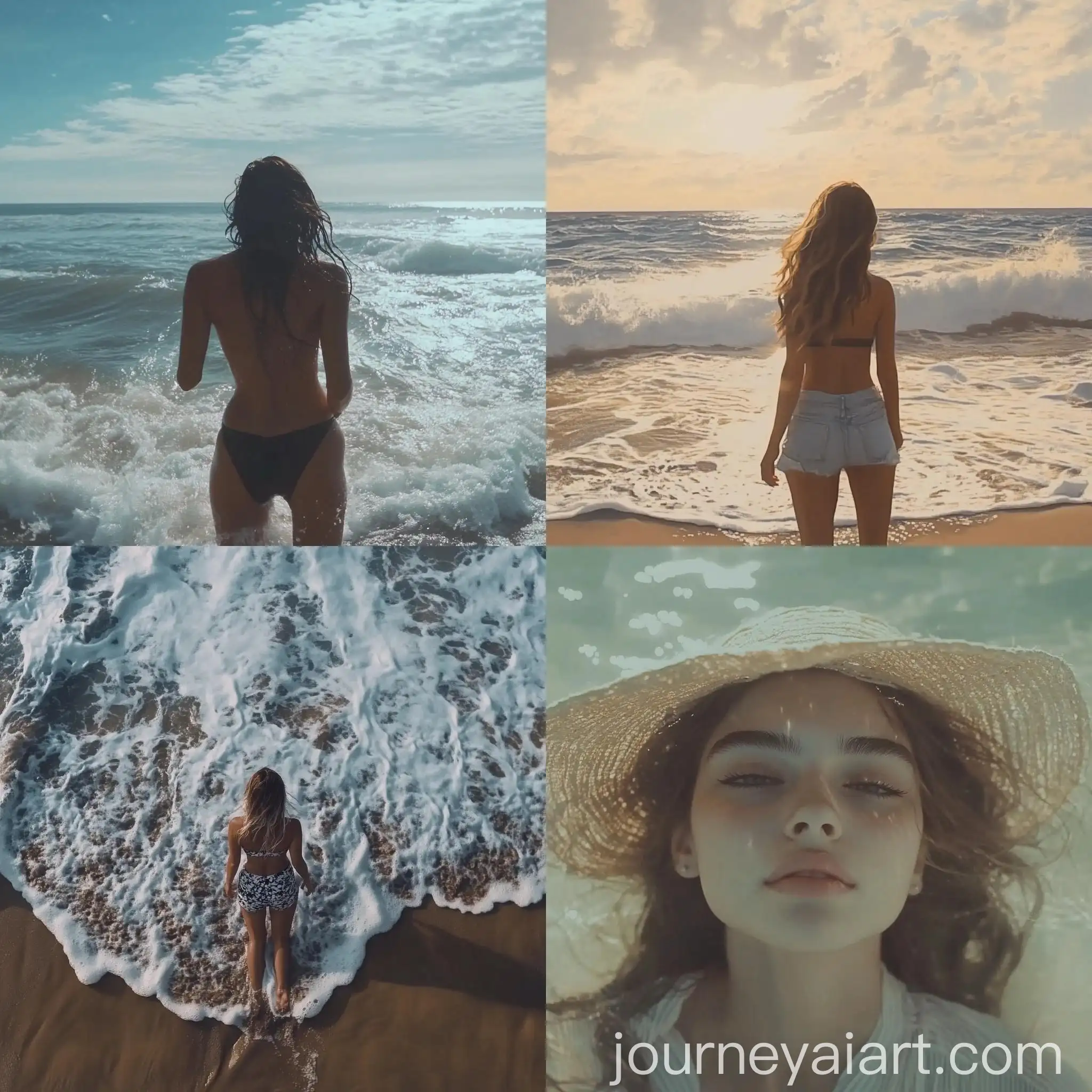 Girl-Enjoying-Serene-Beach-Sunset-Video