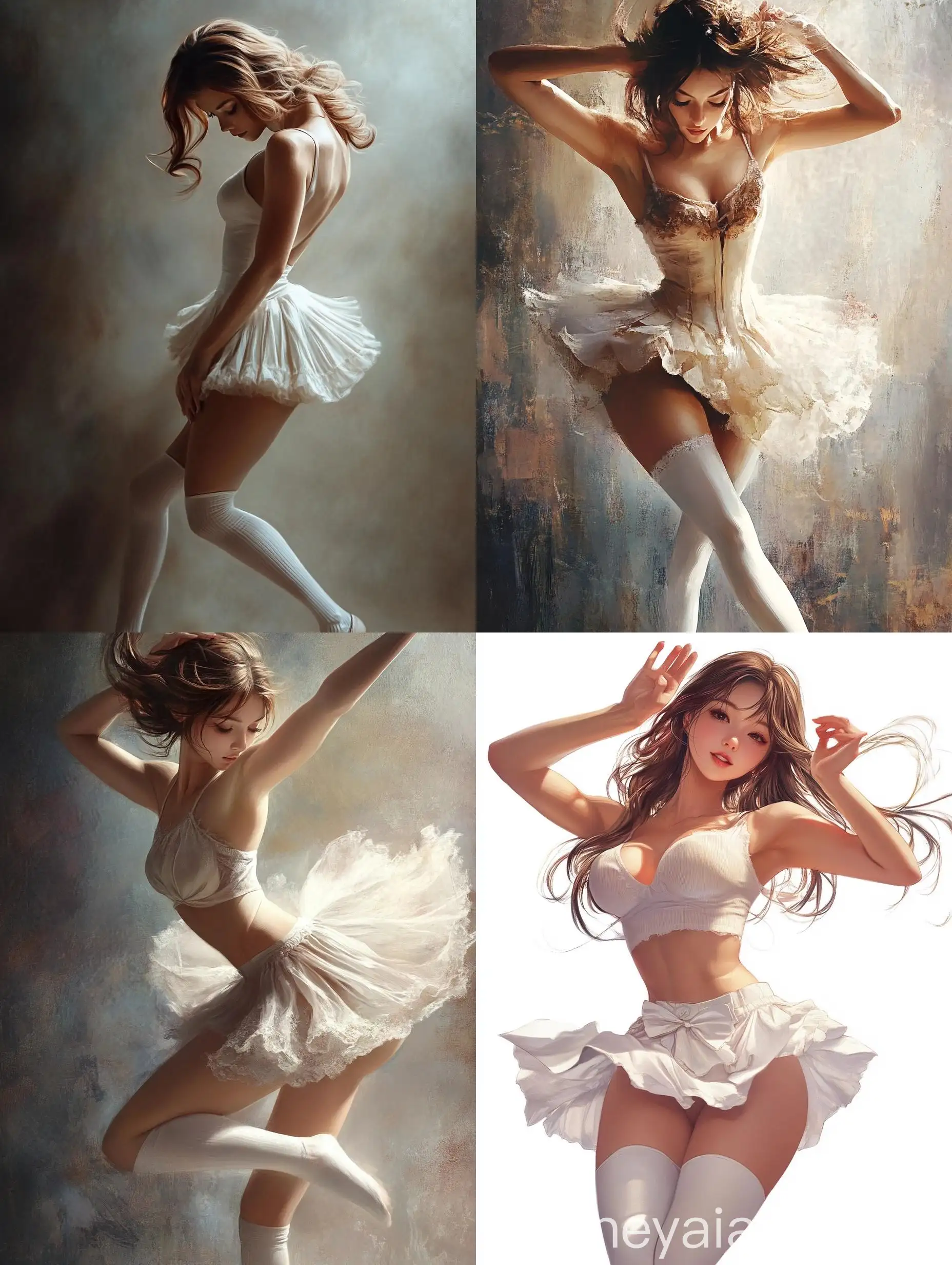 Graceful-Girl-Dancing-in-Short-Skirt-and-White-Stockings
