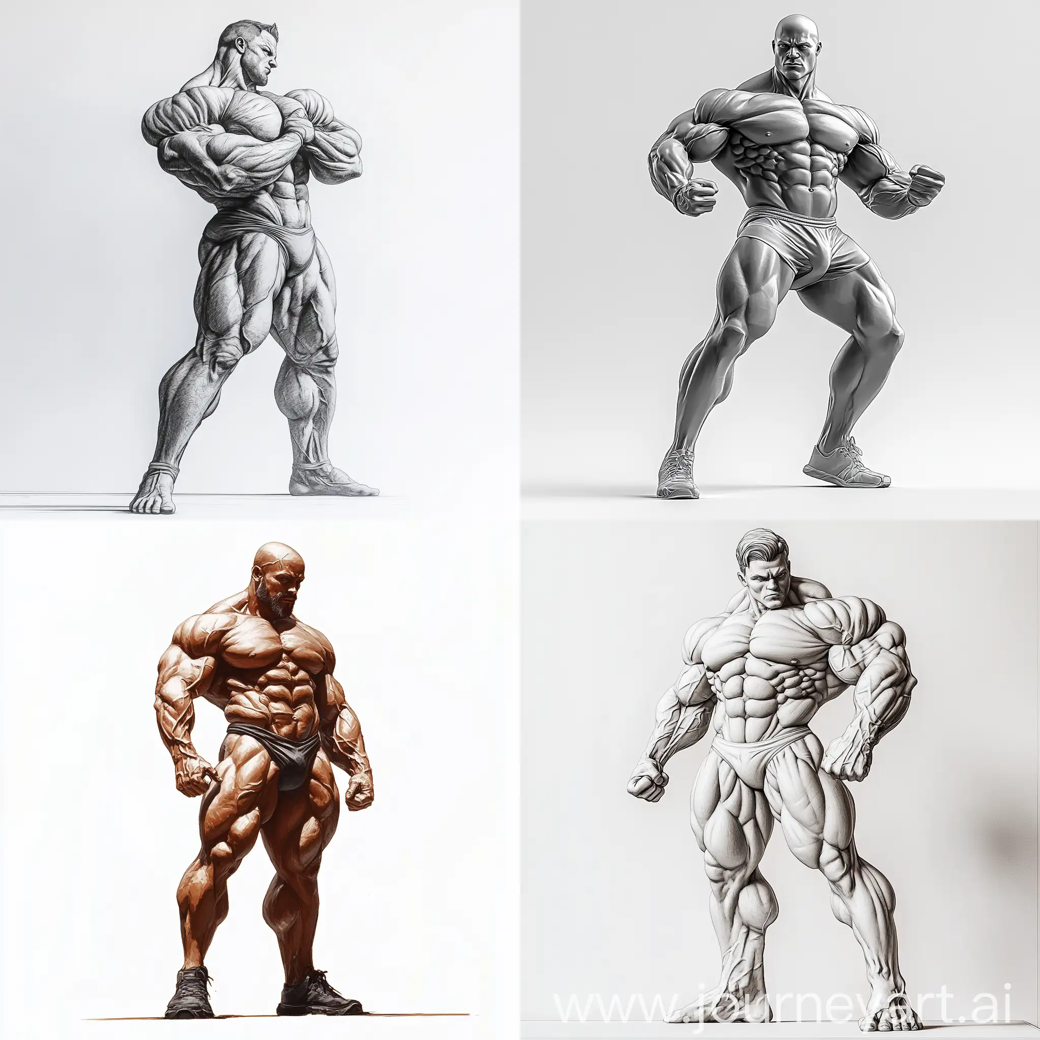 Muscular-Bodybuilder-Balancing-on-One-Foot-in-Realistic-3D-Style