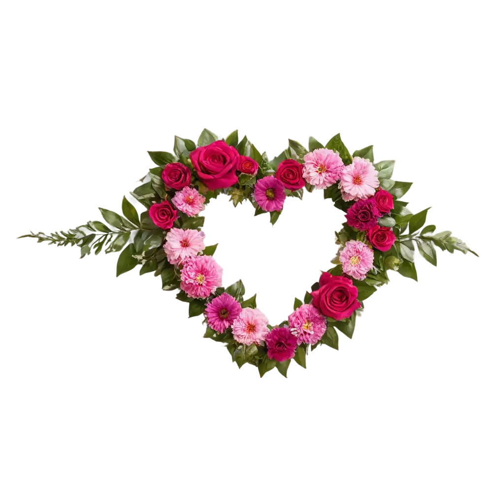 HeartShaped-Floral-Wreath-PNG-Vibrant-Pink-Magenta-Funeral-Arrangement-for-Webshops