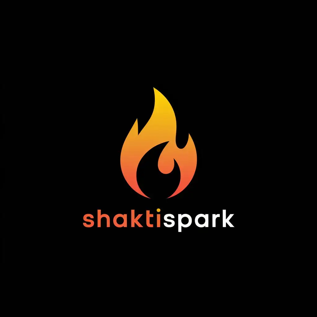 LOGO Design for ShaktiSpark Fire Symbol on Black Background with Minimalist Aesthetic