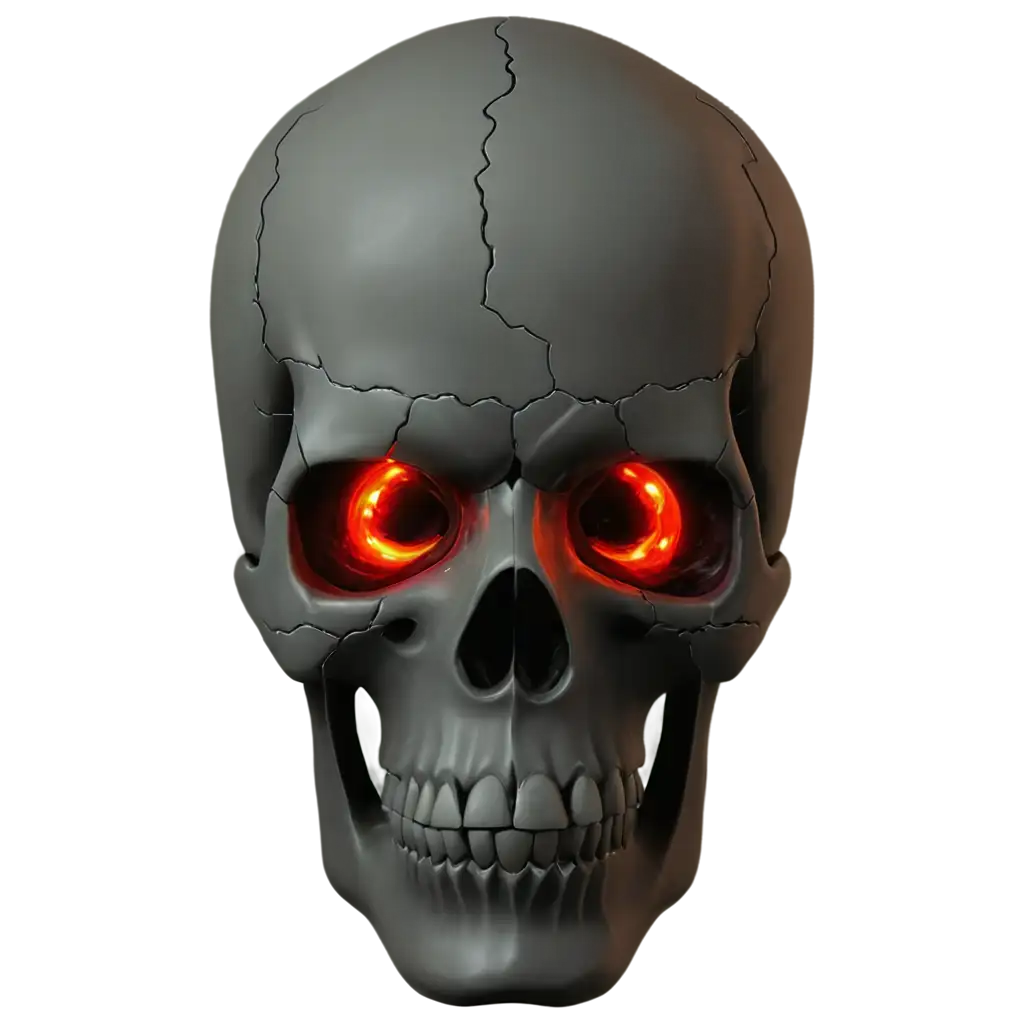 Skull with glowing eyes. The skull's eyes should be made from code bracks {}