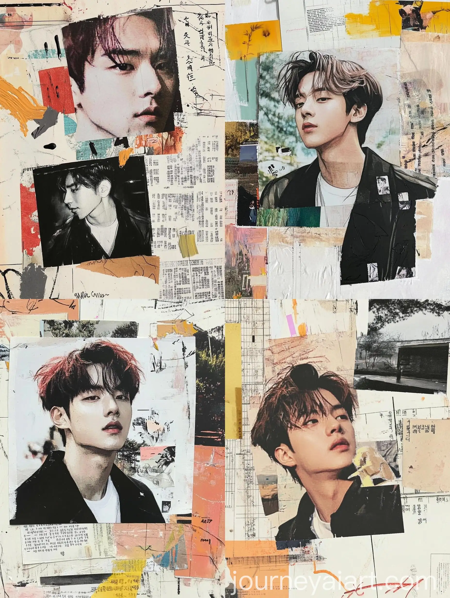 Graffiti-Style-Collage-Journal-Featuring-Korean-Male-Characters