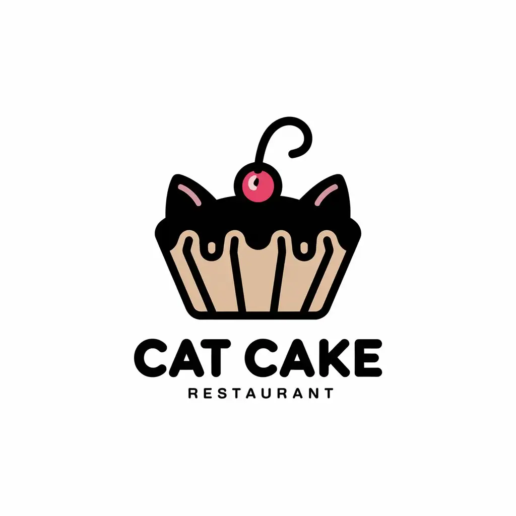 LOGO Design for Cat Cake Vector Logo Featuring Cat Confectionery for Restaurant Industry