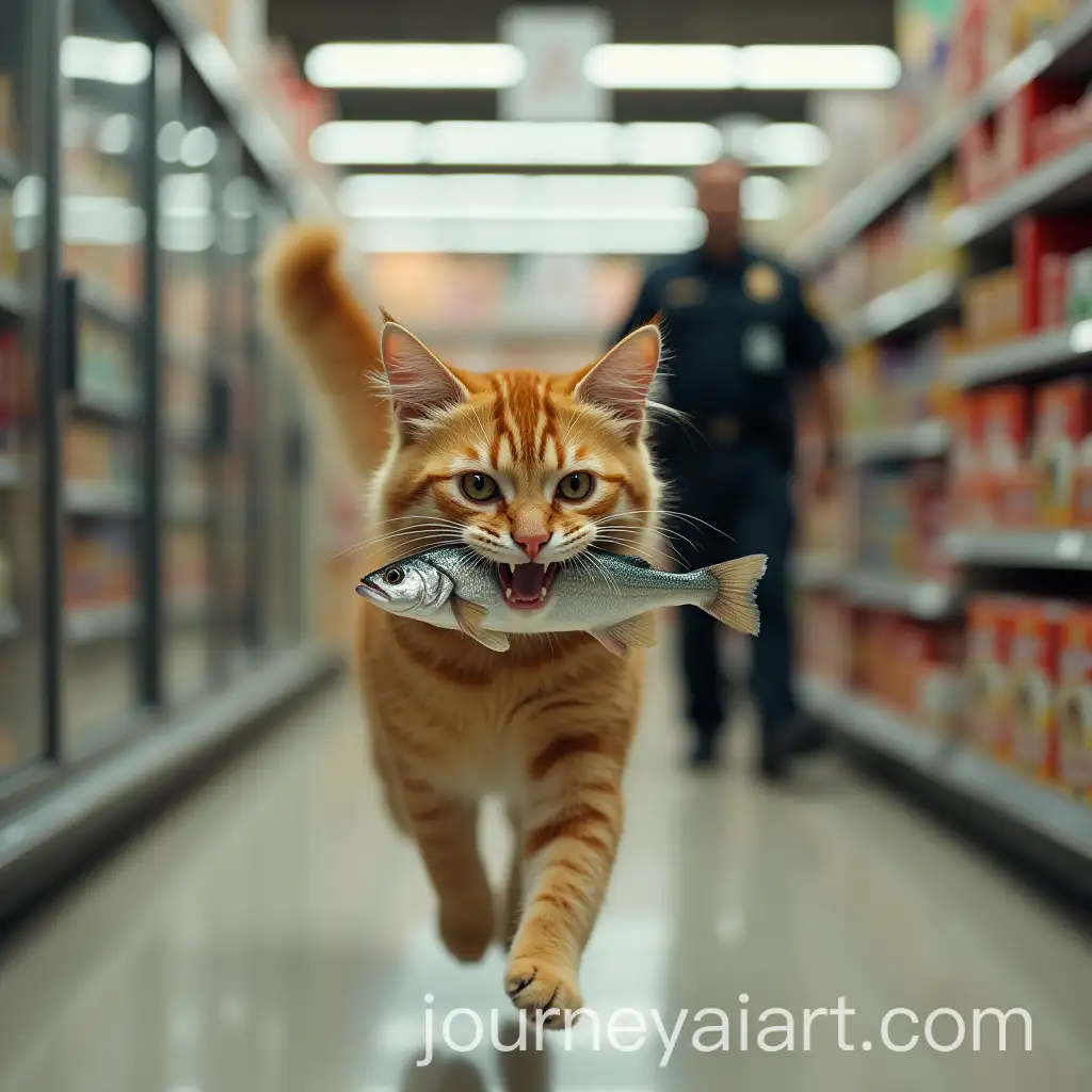Cat-Escapes-Security-Guard-with-Fish-in-Grocery-Store
