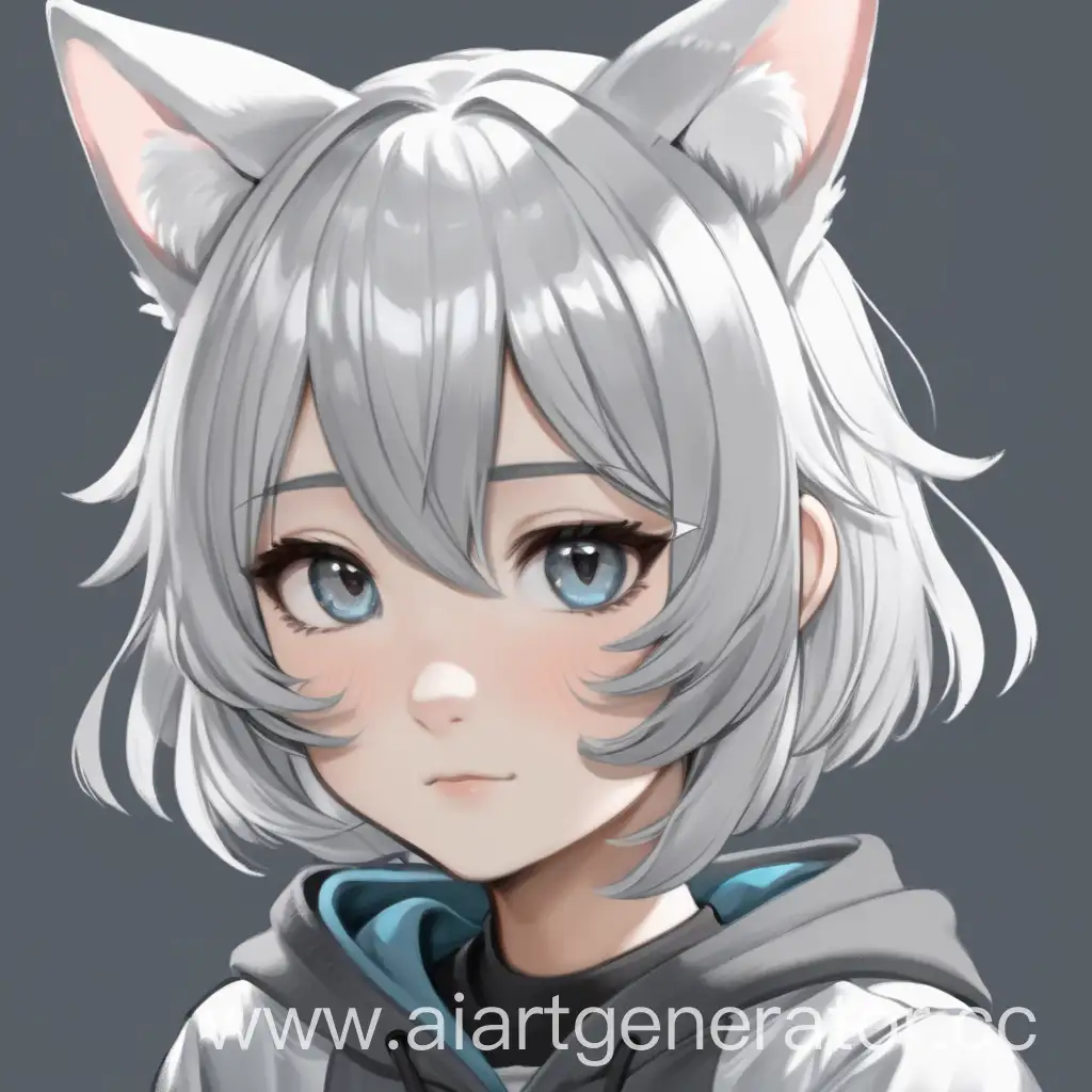 Adorable-Girl-with-White-Hair-and-Cat-Ears-Blushing-Avatar-Gesture