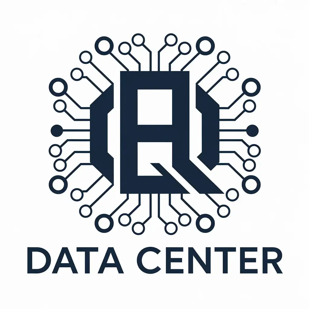 a vector logo design,with the text "data center", main symbol:QH,Moderate,be used in Internet industry,clear background