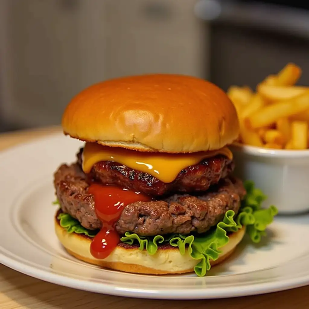 Burgur with barbecue sauce