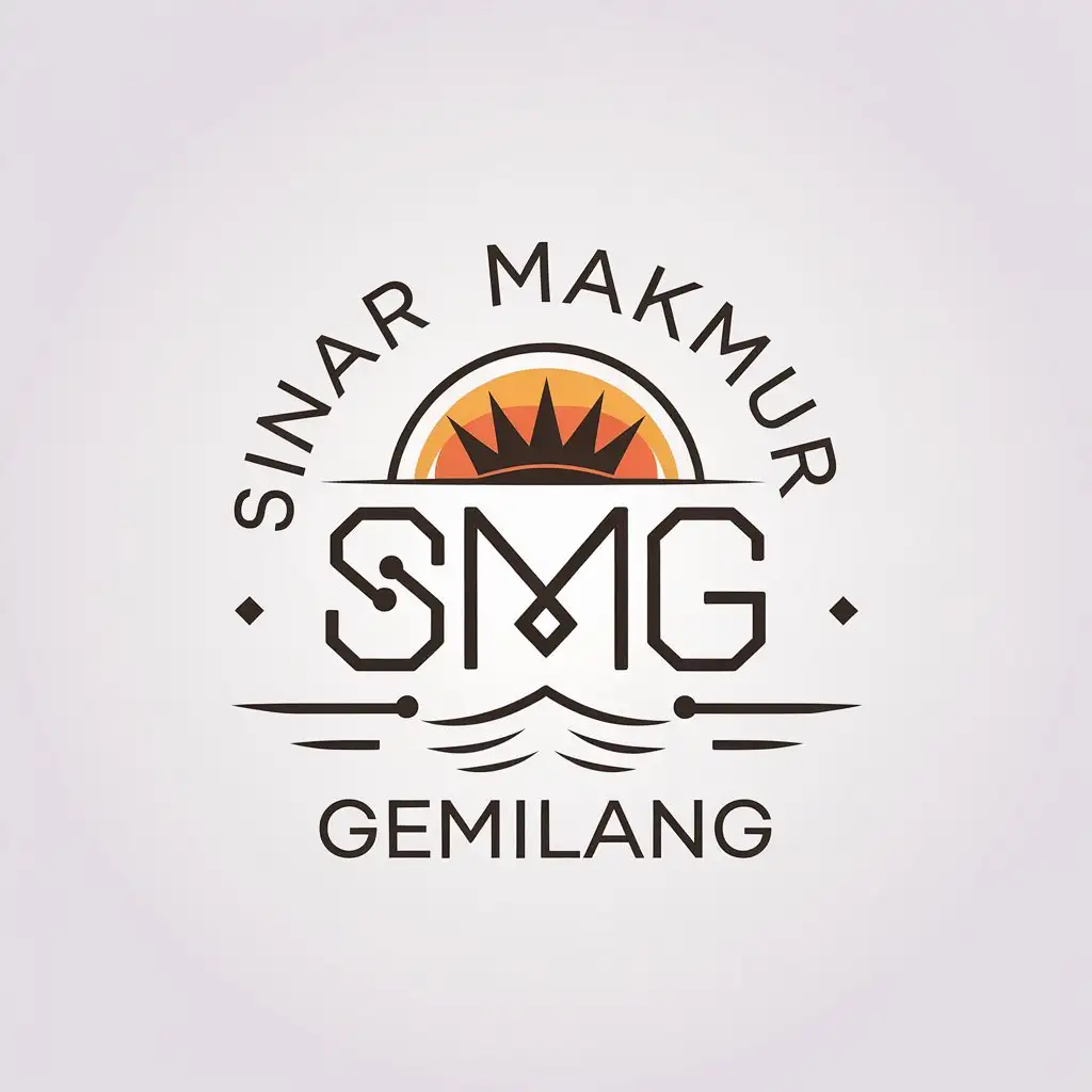 LOGO Design for Sinar Makmur Gemilang Sunset Crown and SMG Symbol with Minimalistic Style