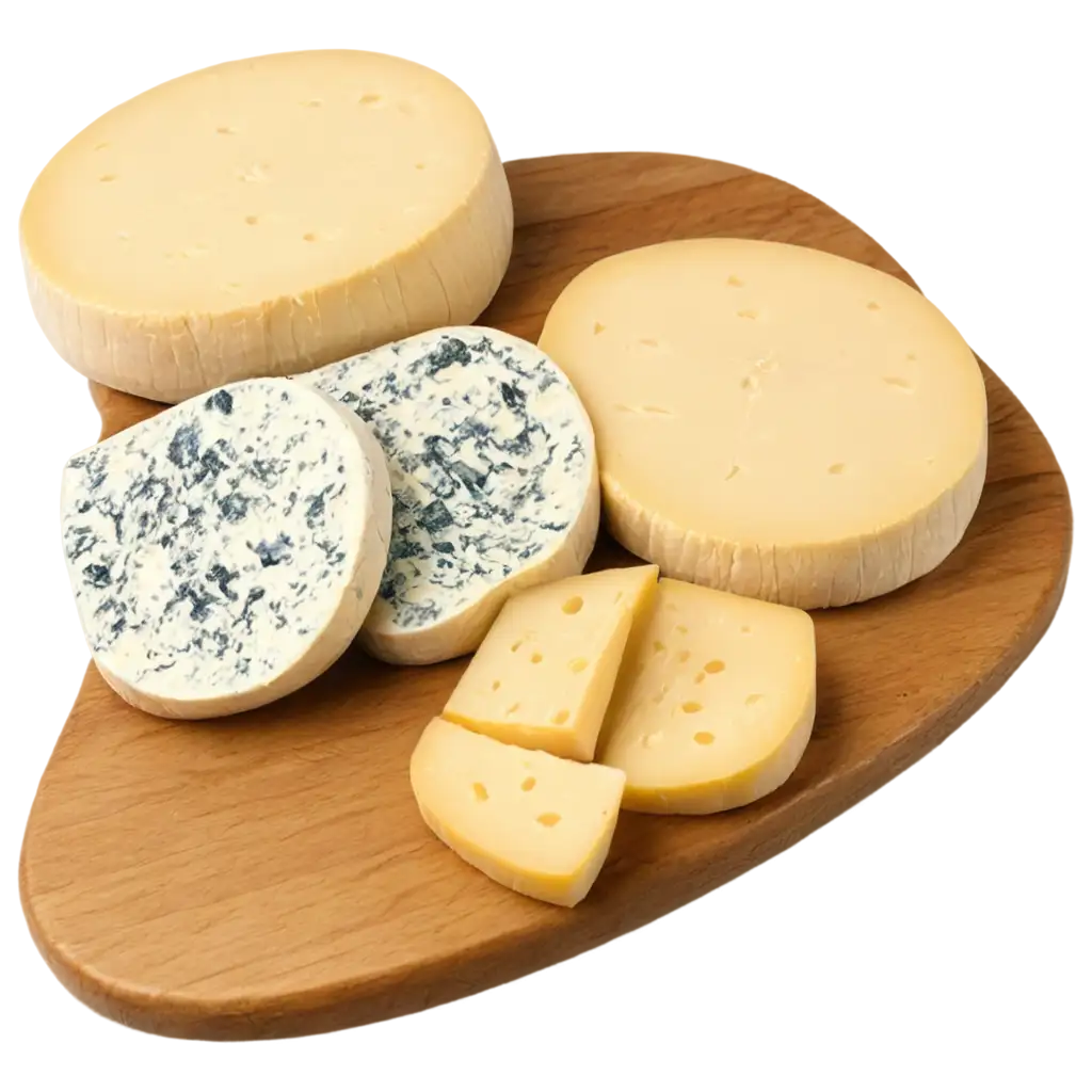 cheeses of different kinds, add cheese in packaging, serving on a wooden board