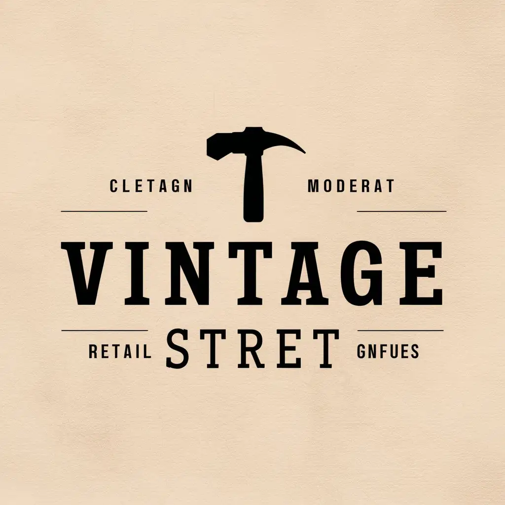 a vector logo design,with the text "Vintage street", main symbol:Clothing hammer,Moderate,be used in Retail industry,clear background