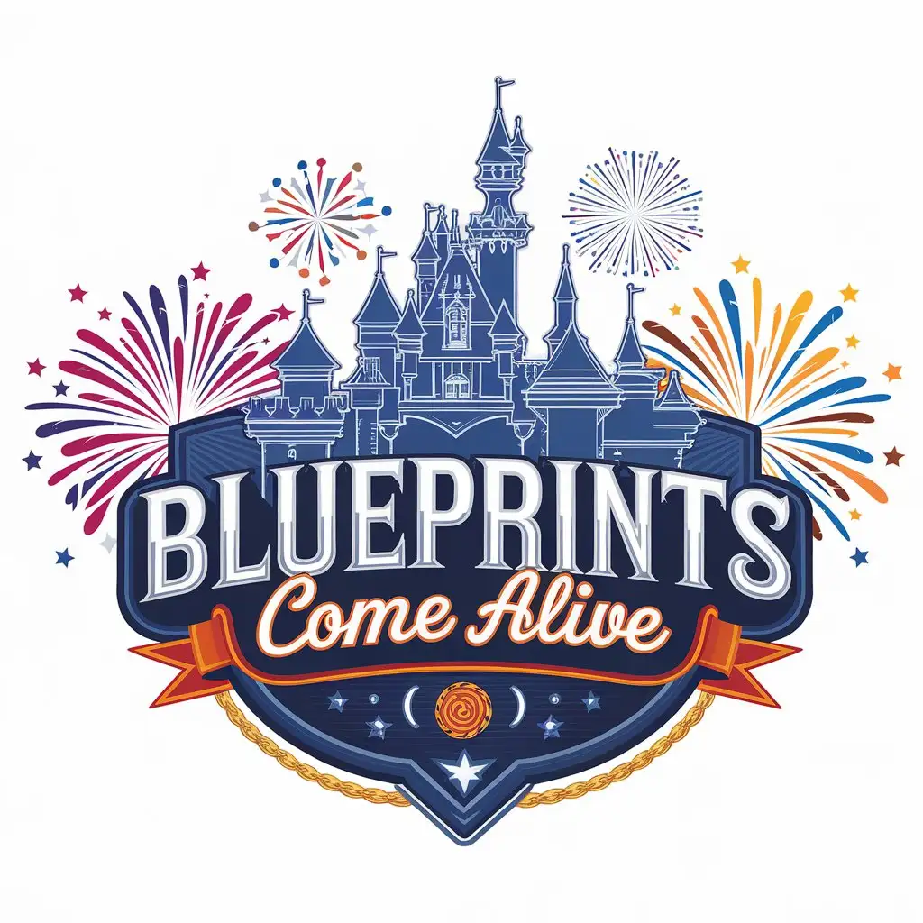 LOGO-Design-for-Blueprints-Come-Alive-3D-Disneyland-Blueprint-with-Joyful-Fireworks