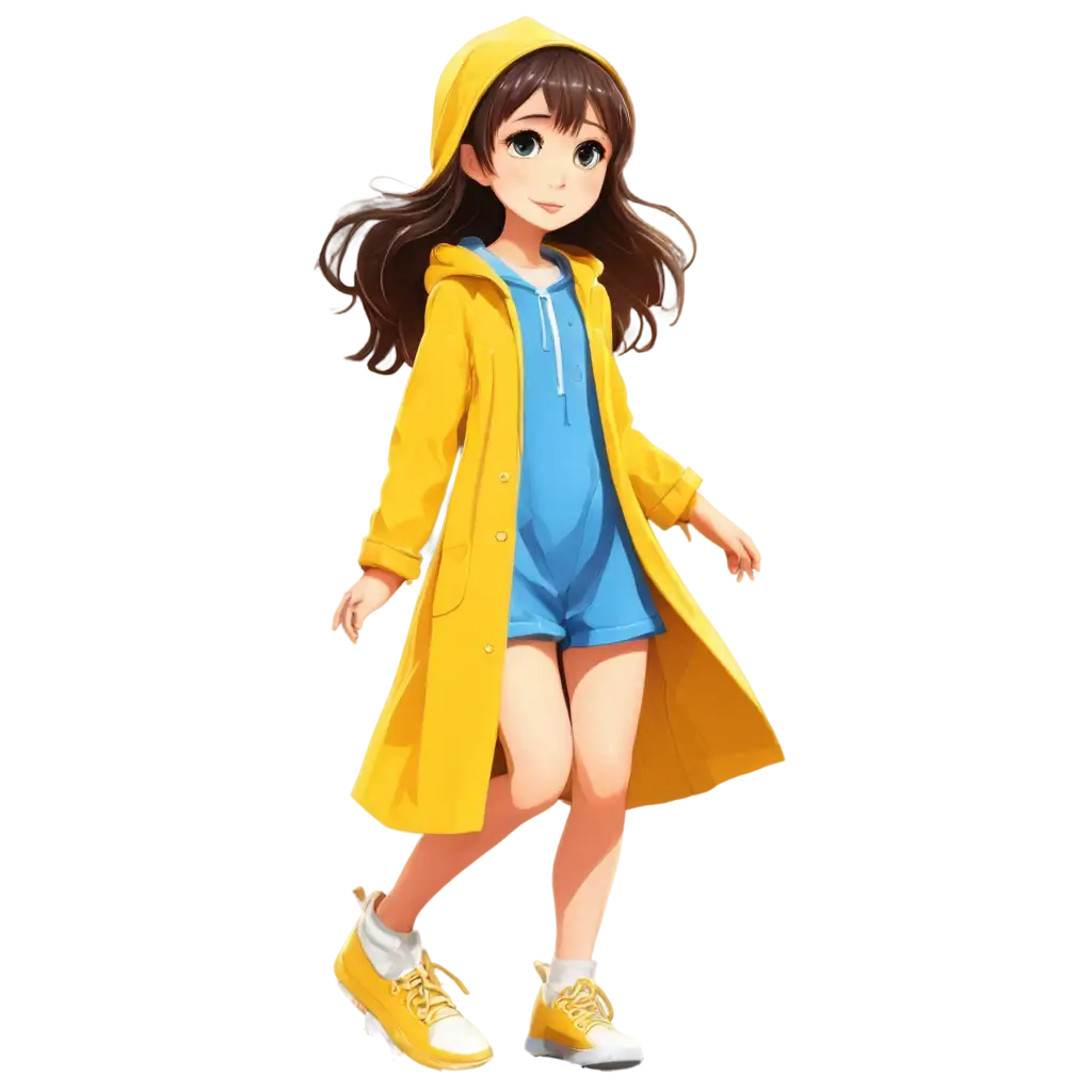 2D-PNG-Image-of-a-Girl-in-a-Yellow-Raincoat-High-Quality-Versatile-Design