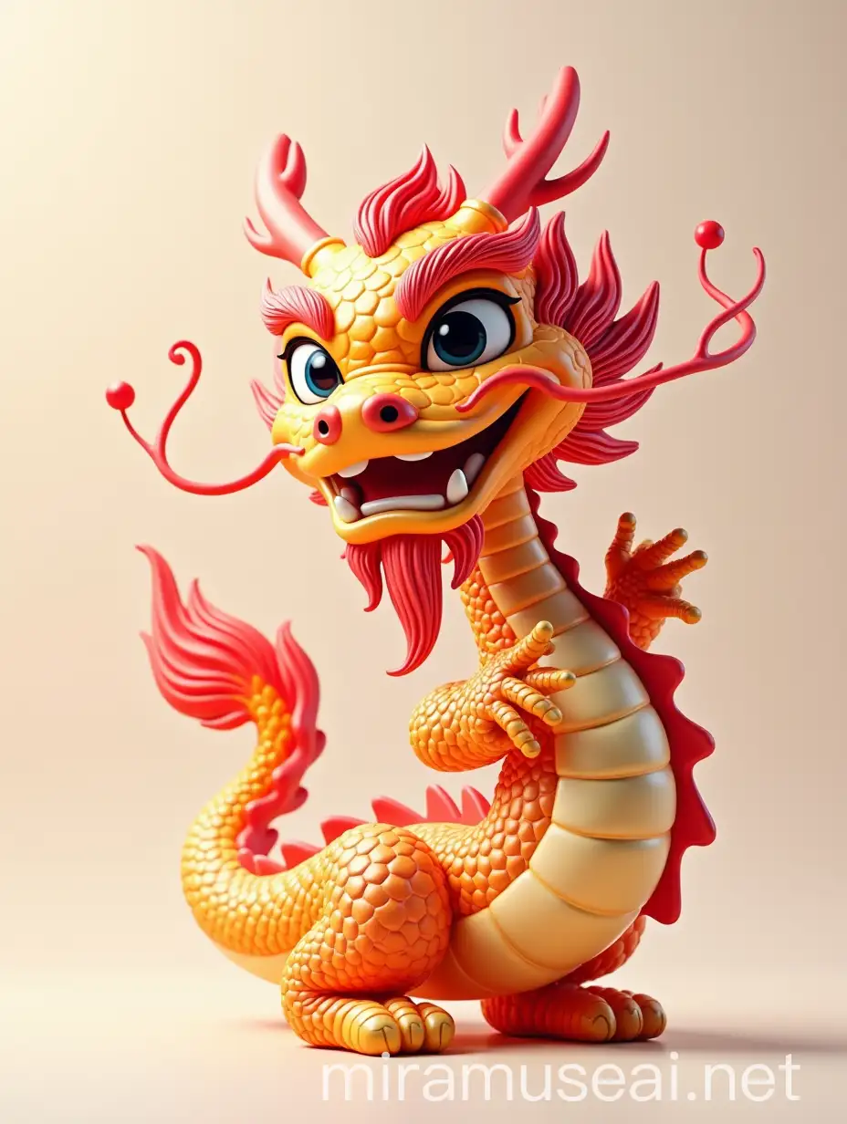 Majestic 3D Chinese Dragon Displaying Grace and Elegance