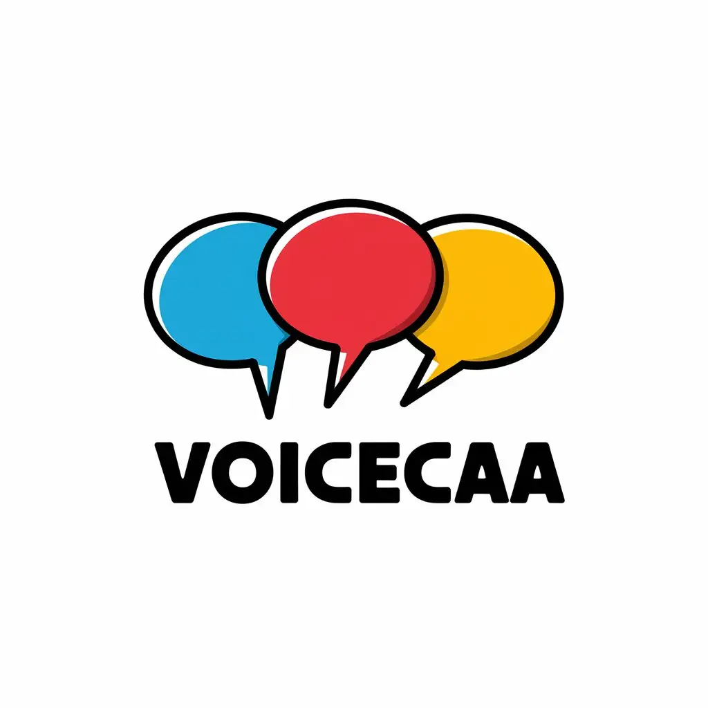 LOGO Design for VoiceCAA Minimalist Comic Balloons in Blue Red and Yellow for Speech Therapy Education