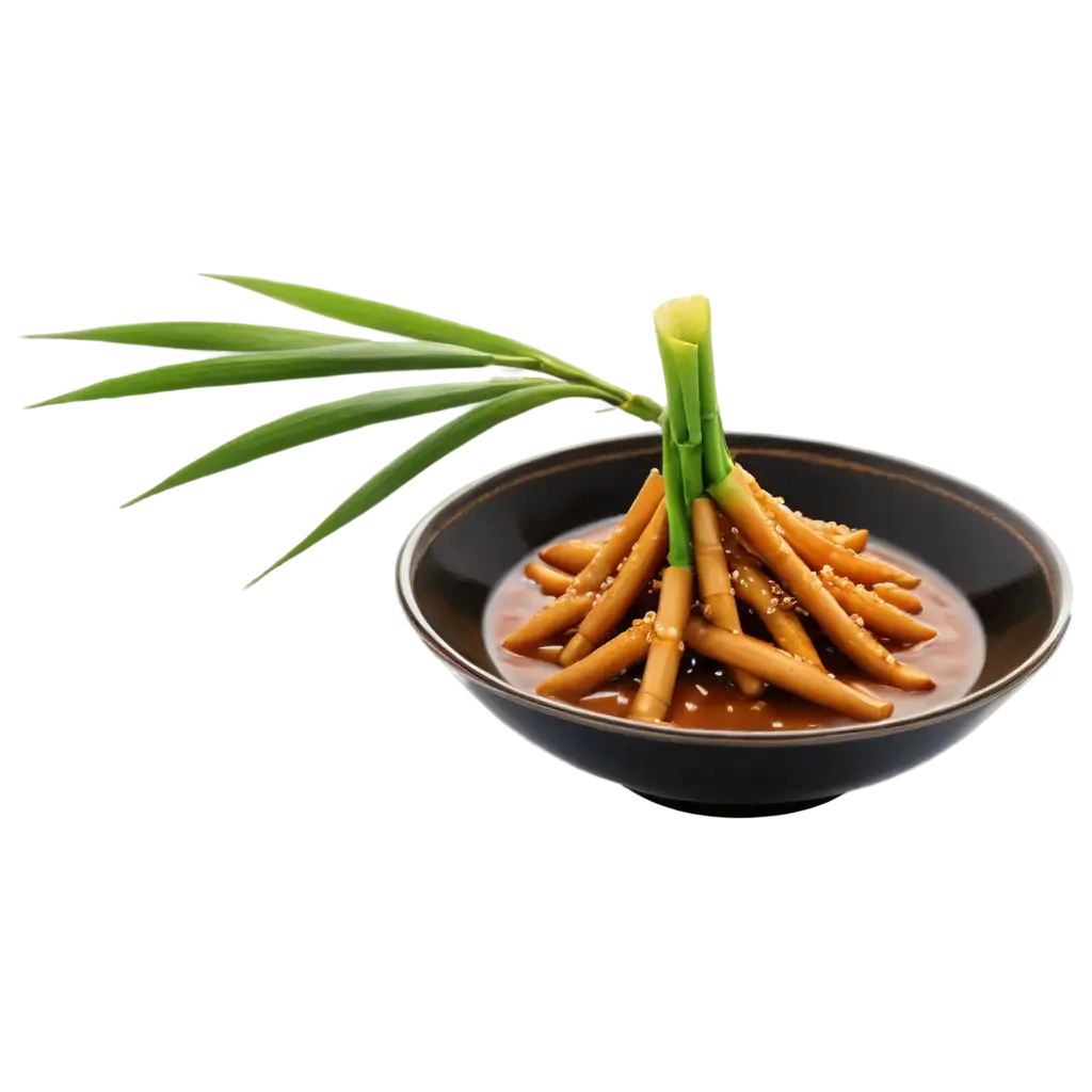 Delicious-Japanese-Bamboo-Root-in-Sauce-with-Sesame-HighQuality-PNG-for-Culinary-Art-and-Design