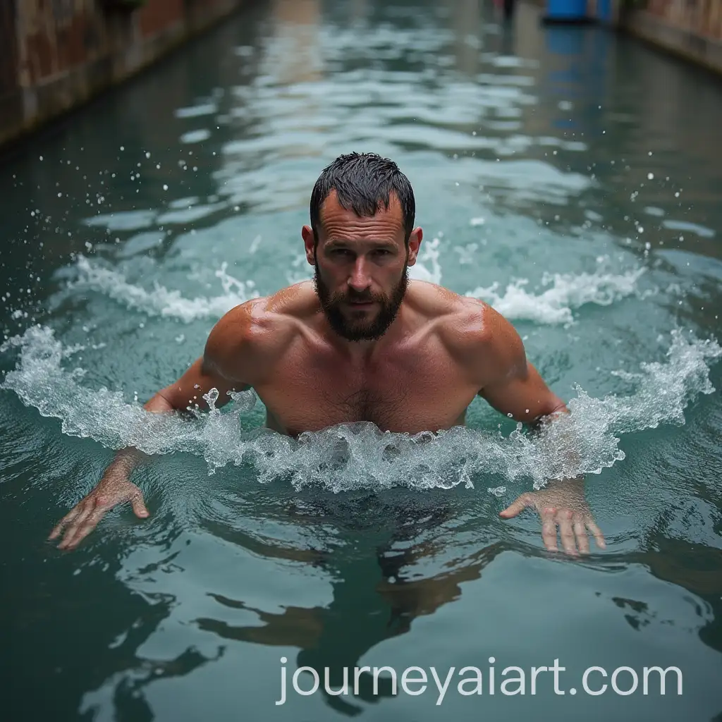 Man-Swimming-in-Wet-Cement
