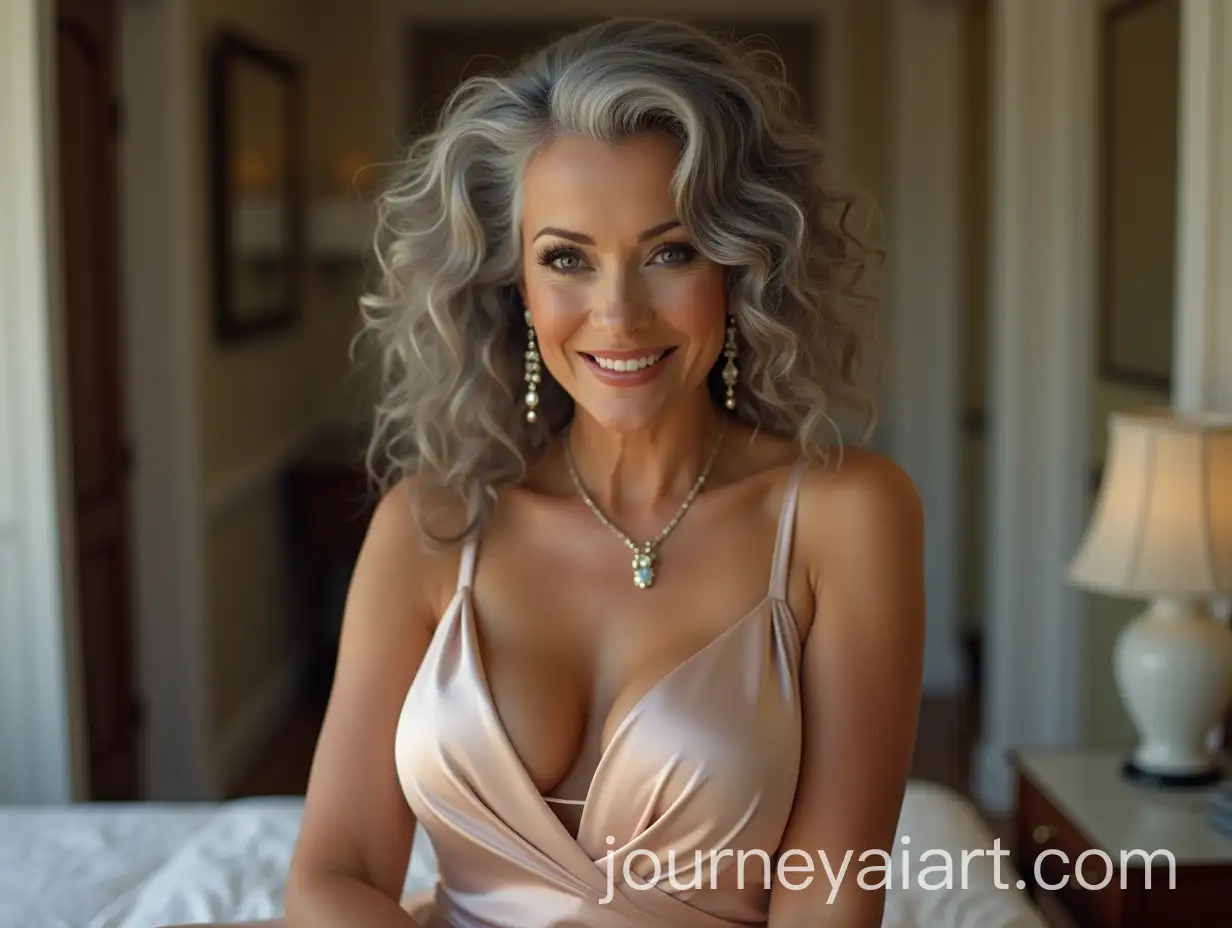 Beautiful-50YearOld-Woman-with-Curly-Gray-Hair-in-Silk-Dress-and-Jewelry