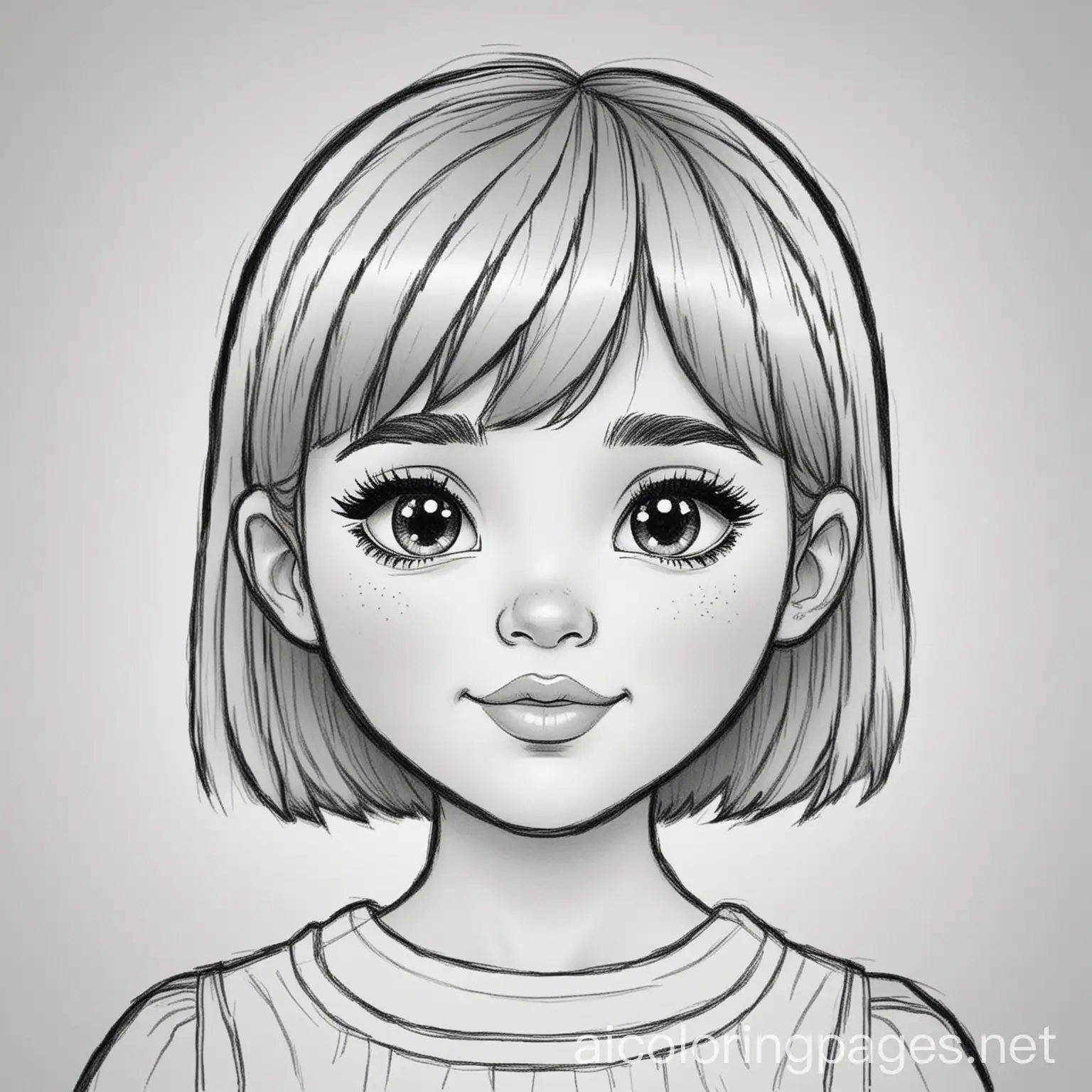 Little-Girl-with-Short-Brown-Hair-Coloring-Page