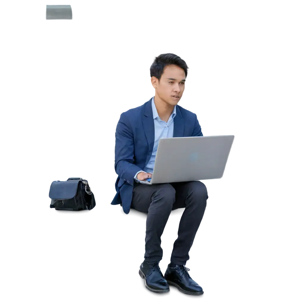 Man-Sitting-in-Front-of-a-Laptop-HighQuality-PNG-Image-for-Versatile-Usage