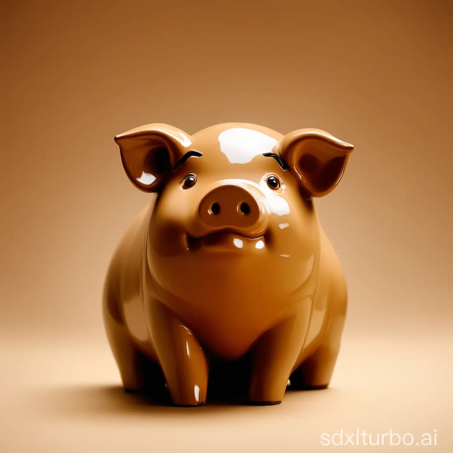 Dynamic-Ceramic-Brown-Pig-Figurines-on-Yellow-Background